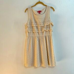Vintage Size XL Fairy Cottage Core Coquette Cream Crocheted Dress Lace Ruffles